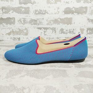 NEW Rothy's The Loafer Blue/Pink Knit Round Toe Slip On Loafers F788